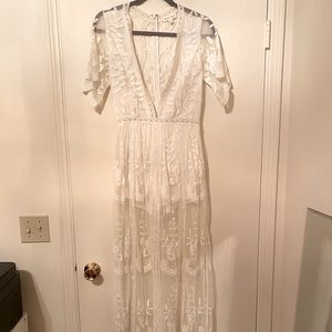 White low cut romper dress